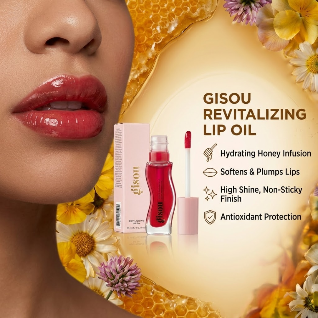 Gisou Honey Infused Revitalizing Lip Oil | Hydrating, Plumping & High-Shine Lip Treatment with Mirsalehi Honey (Pack of 3)