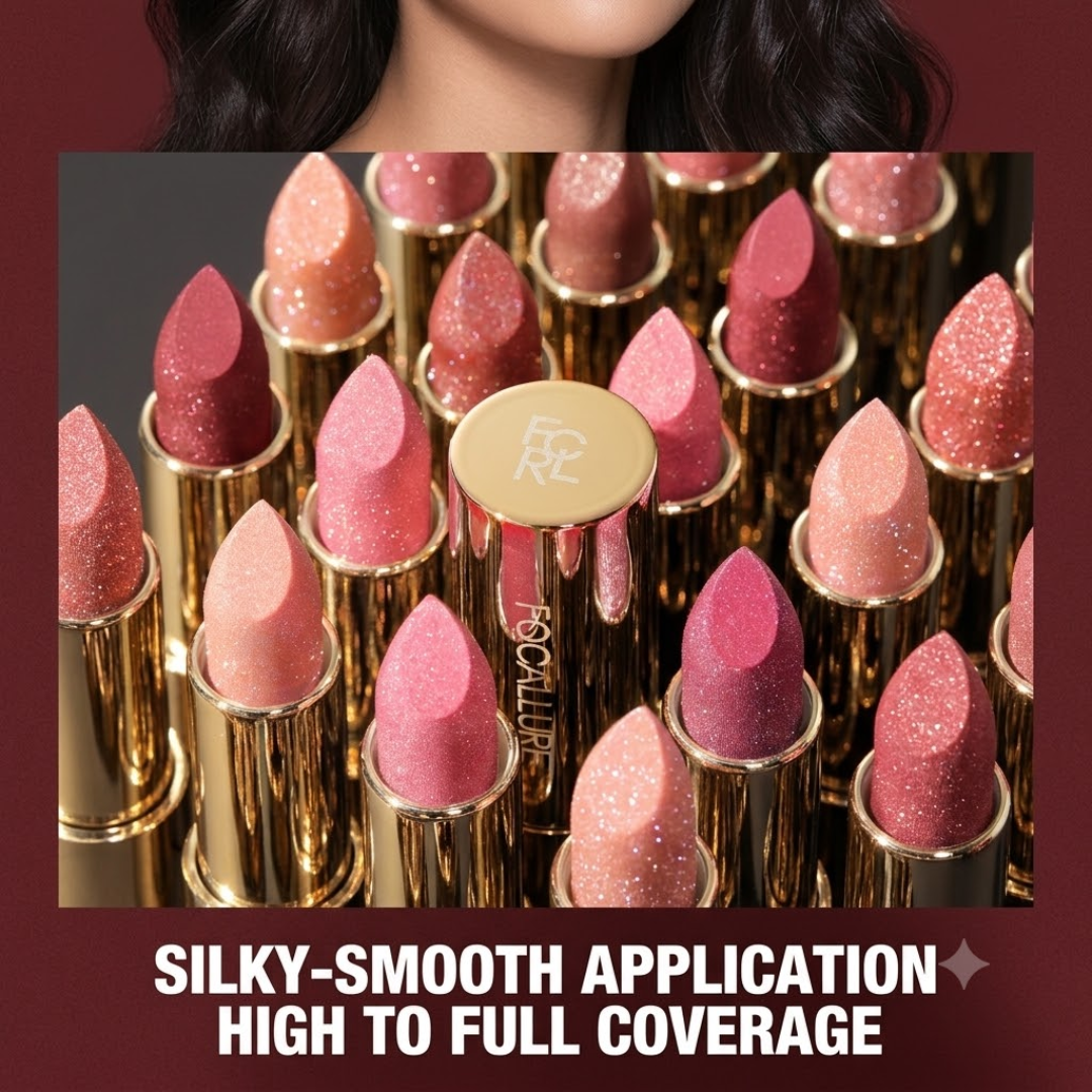 FOCALLURE Sparkle Lipstick Pack of 3 | Multi-Purpose Lipstick, Eyeshadow & Highlighter with Hydrating Shimmer Finish