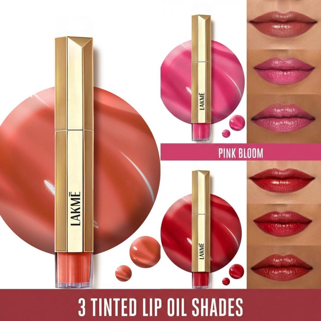 Lakmé 9To5 Tinted Lip Oil | Intense Color & Hydration with Hyaluronic Acid, Jojoba & Almond Oils
