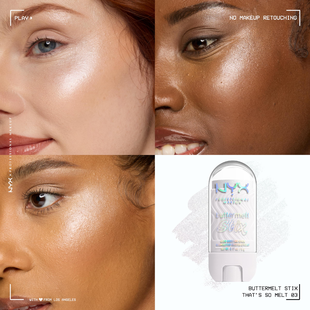 NYX Professional Makeup Buttermelt Highlighter Stix | 8-Hour Wear, Buildable High-Shine Finish | Glass Skin Radiance, Buttery Smooth Blend, Long-Lasting Glow