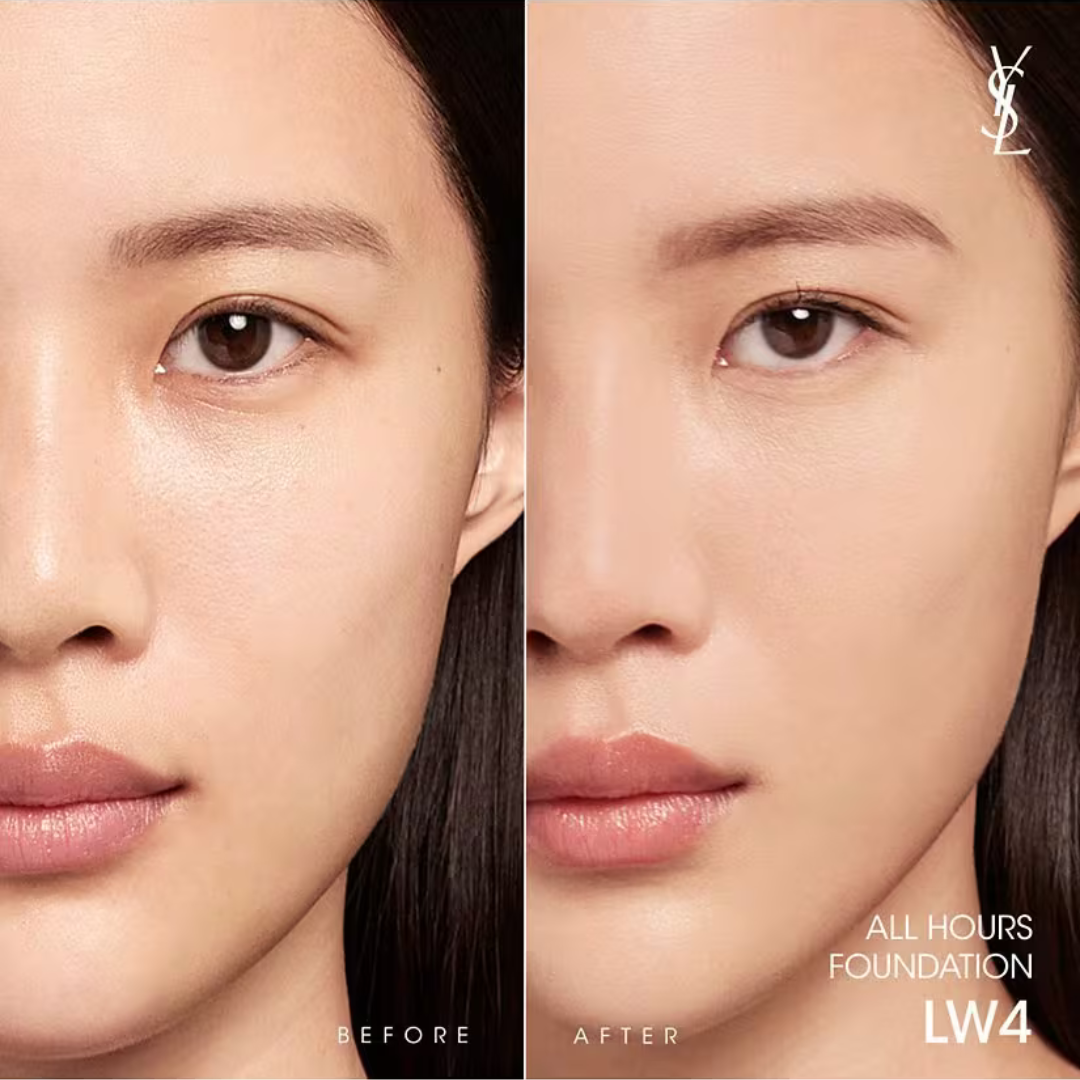 YSL All Hours Foundation – 24H Full Coverage, Natural Matte Finish – Flawless All Day Every Day – With SPF 30 – Lightweight, Transfer-Resistant – Suitable for All Skin Types – FREE Beauty Blender