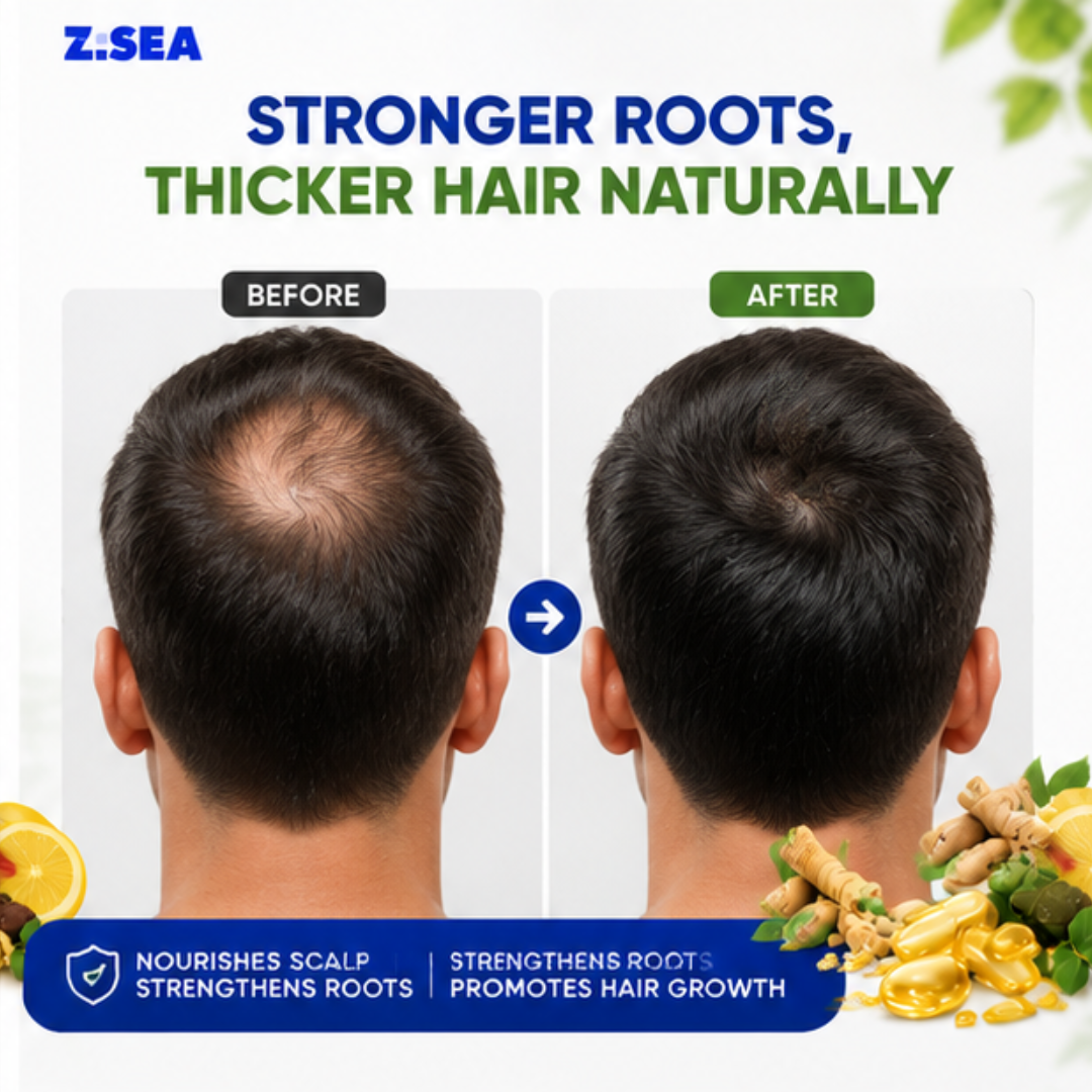 Z.SEA Herbal Shampoo – Anti-Hair Thinning – Stronger Roots, Thicker Hair Naturally – Reduces Hair Fall, Nourishes Scalp – Sulfate-Free & Paraben-Free – For Men & Women