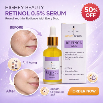 Highfy Beauty Retinol 0.5% Serum | Anti-Aging, Boosts Collagen, Reduces Fine Lines & Wrinkles | Brightens & Smooths Skin