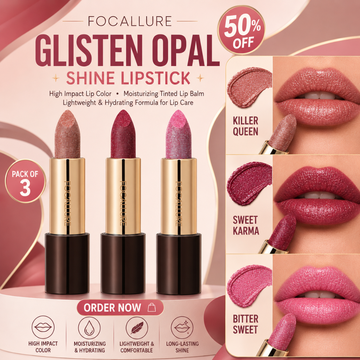 FOCALLURE Sparkle Lipstick Pack of 3 | Multi-Purpose Lipstick, Eyeshadow & Highlighter with Hydrating Shimmer Finish