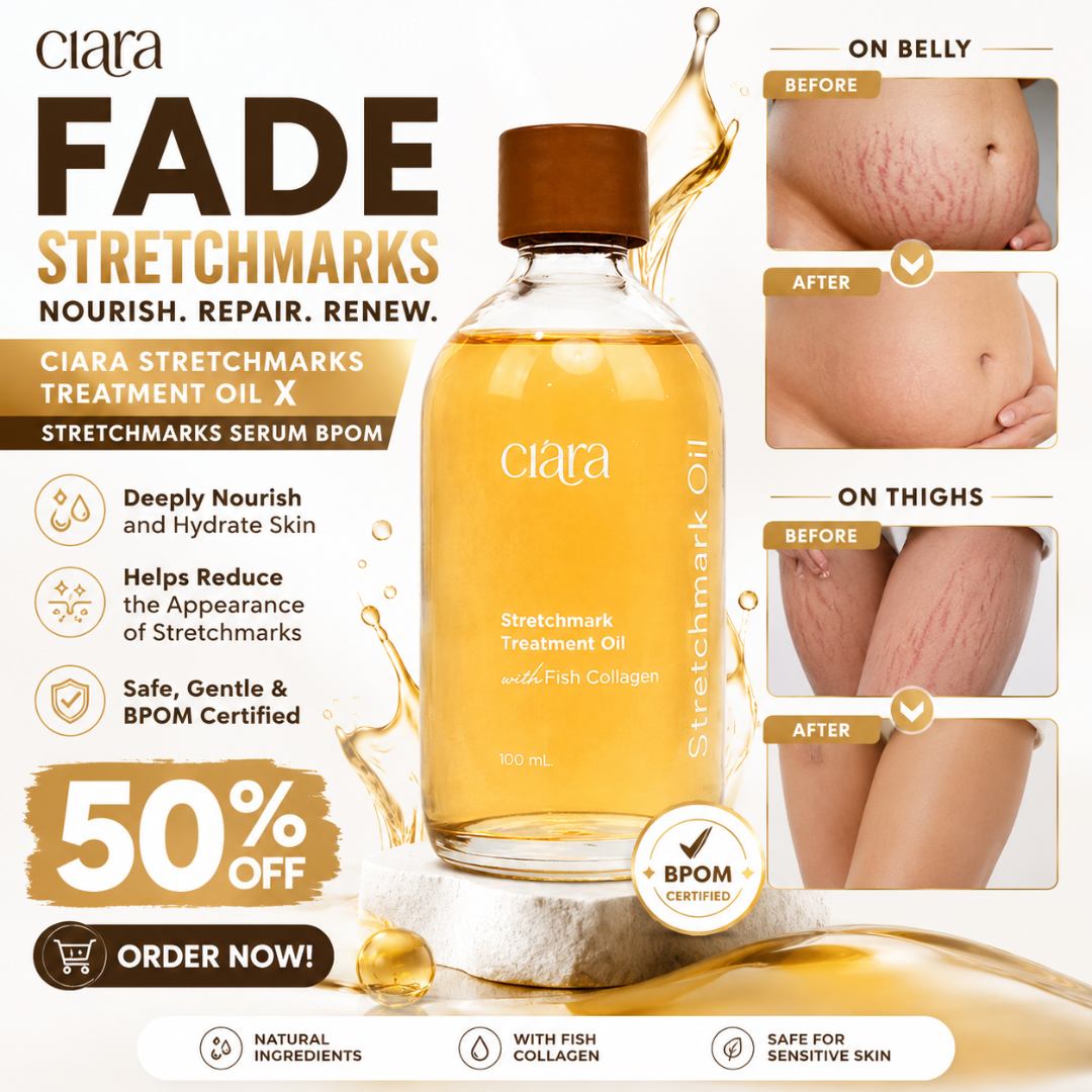 Ciara Stretchmarks Treatment Oil – Fade Stretchmarks on Belly & Thighs – With Fish Collagen – Nourish, Repair & Renew – Deeply Hydrates, Improves Elasticity – Safe for Sensitive Skin