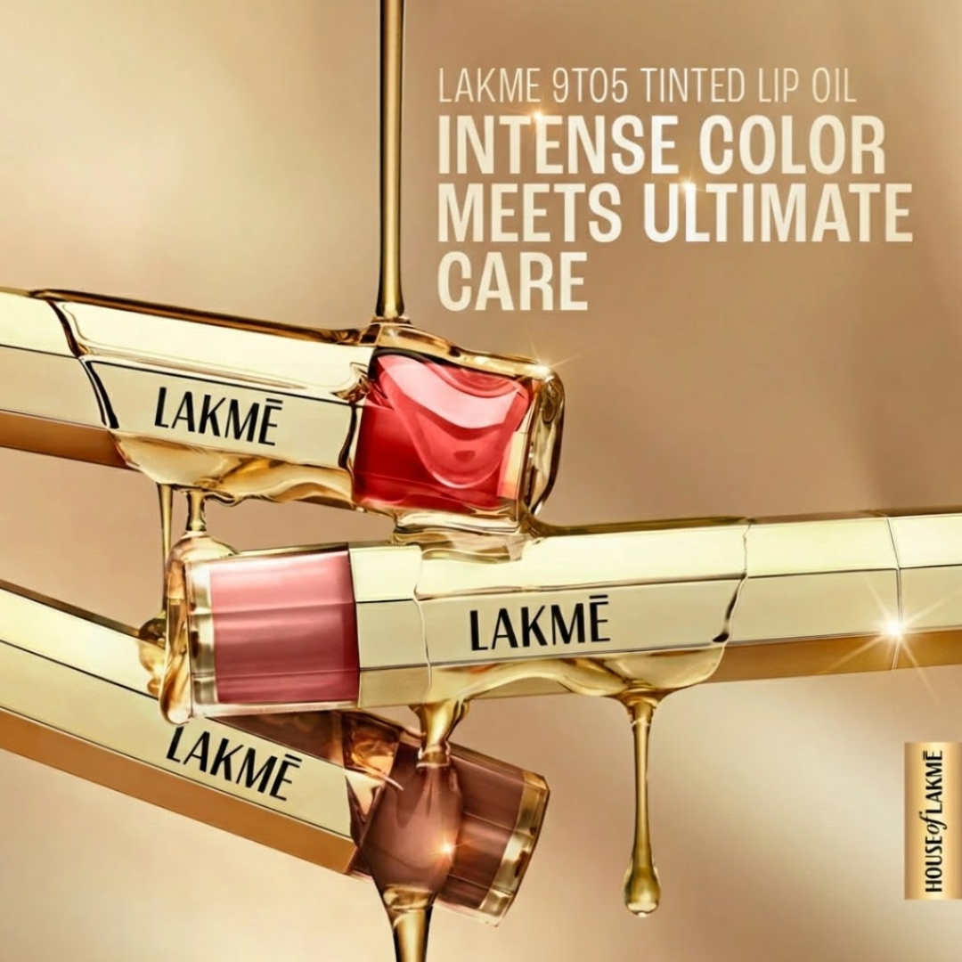Lakmé 9To5 Tinted Lip Oil | Intense Color & Hydration with Hyaluronic Acid, Jojoba & Almond Oils