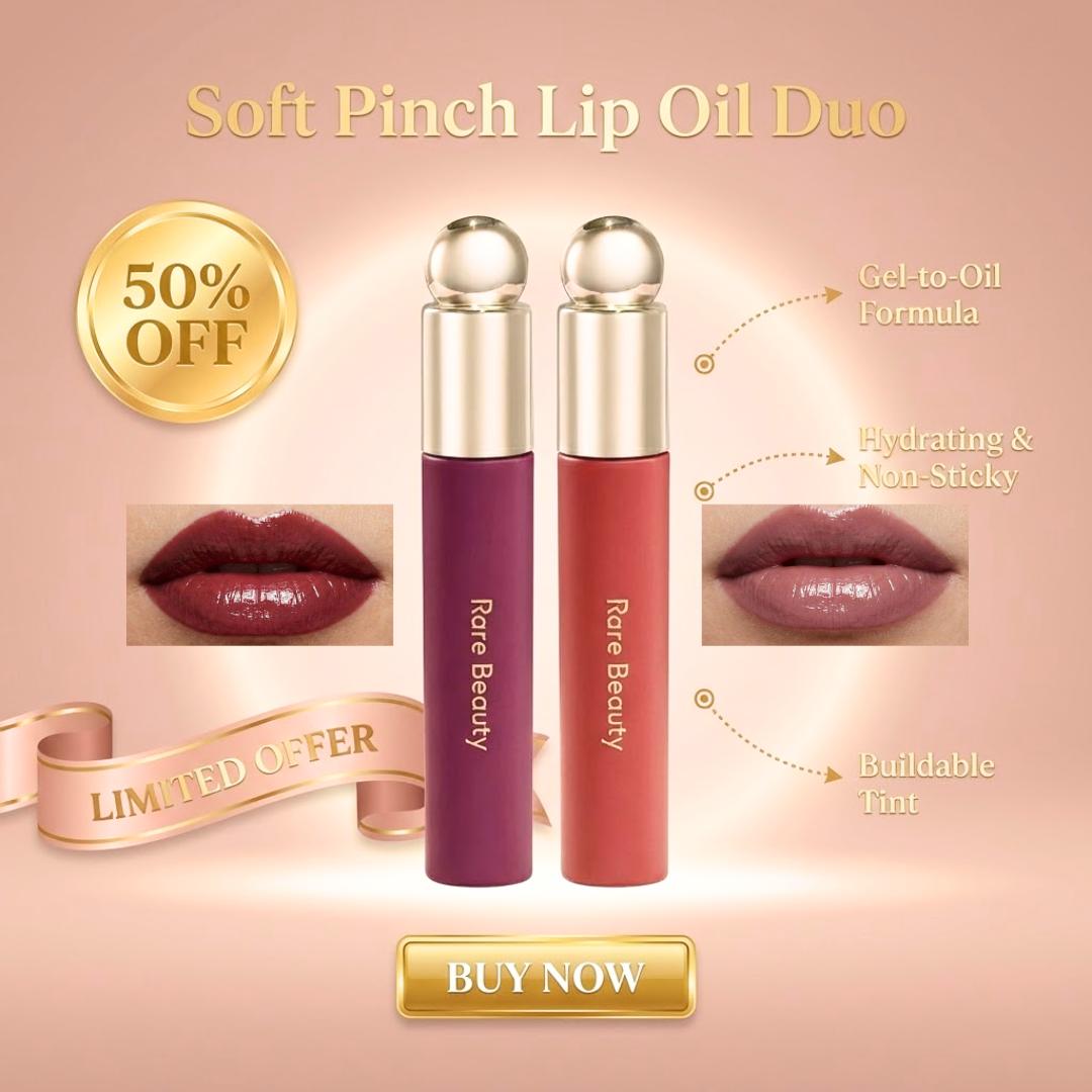 Rare Beauty Lip Oil Duo | Gel-to-Oil Formula, Hydrating & Non-Sticky, Vegan & Cruelty-Free (Pack of 2)