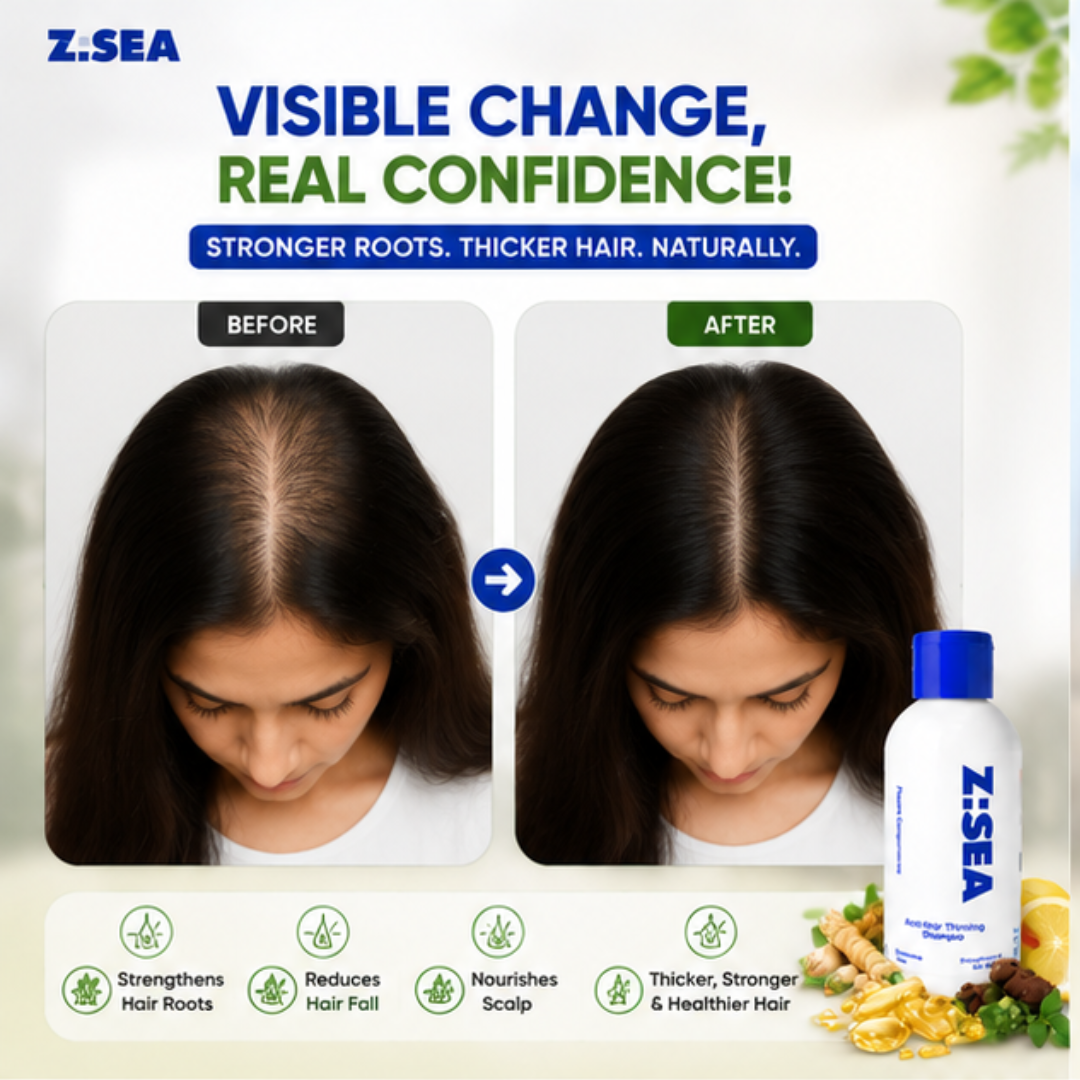 Z.SEA Herbal Shampoo – Anti-Hair Thinning – Stronger Roots, Thicker Hair Naturally – Reduces Hair Fall, Nourishes Scalp – Sulfate-Free & Paraben-Free – For Men & Women