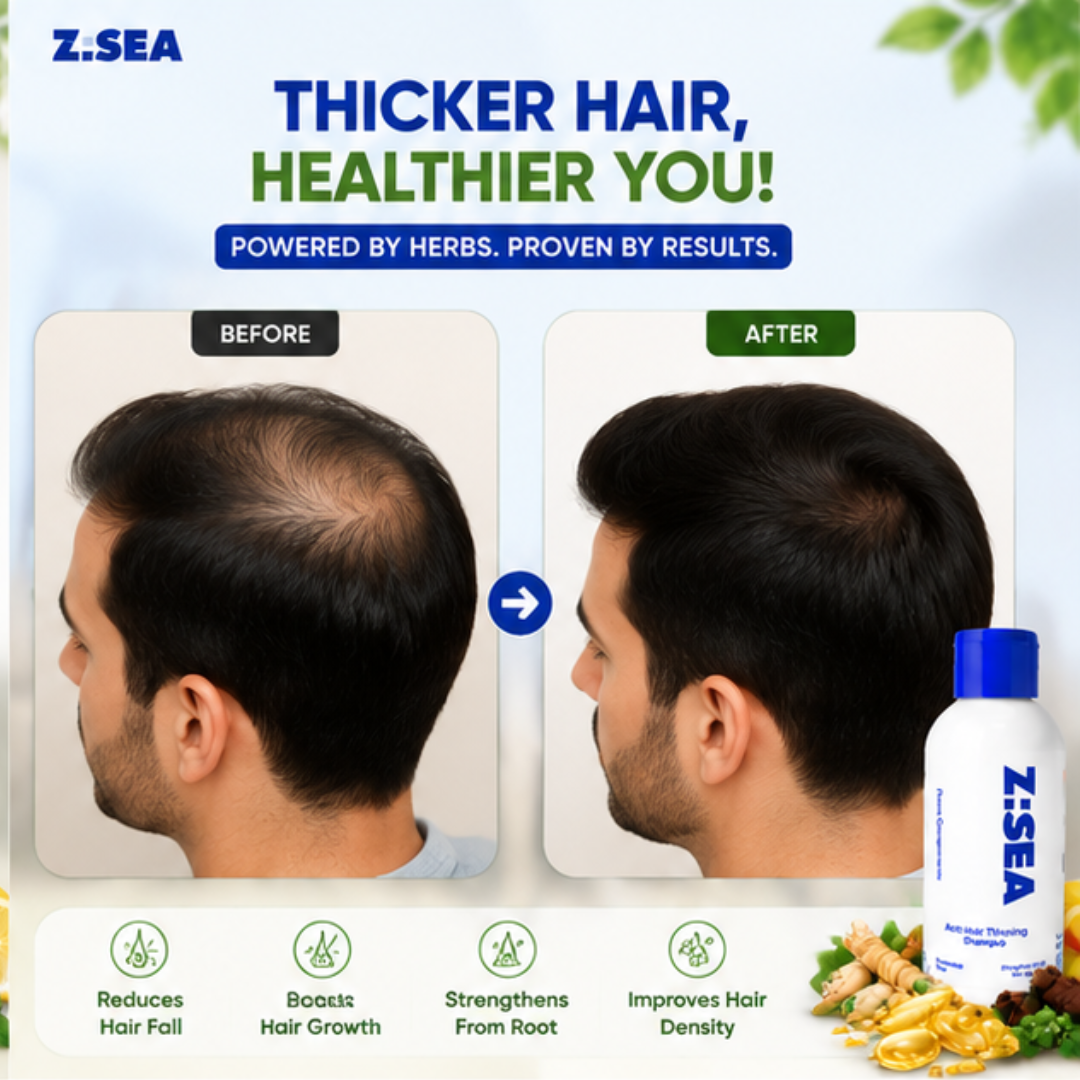 Z.SEA Herbal Shampoo – Anti-Hair Thinning – Stronger Roots, Thicker Hair Naturally – Reduces Hair Fall, Nourishes Scalp – Sulfate-Free & Paraben-Free – For Men & Women