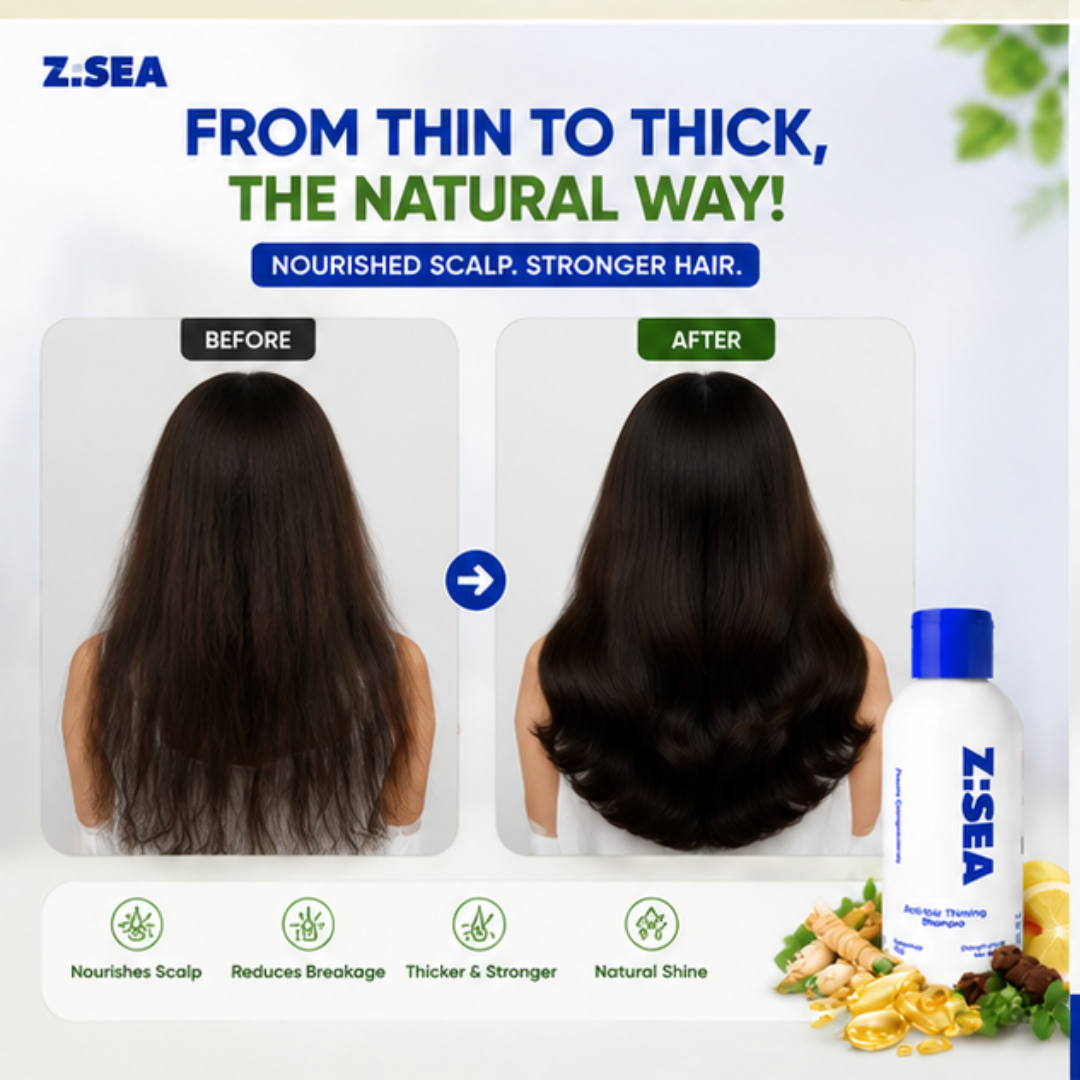 Z.SEA Herbal Shampoo – Anti-Hair Thinning – Stronger Roots, Thicker Hair Naturally – Reduces Hair Fall, Nourishes Scalp – Sulfate-Free & Paraben-Free – For Men & Women