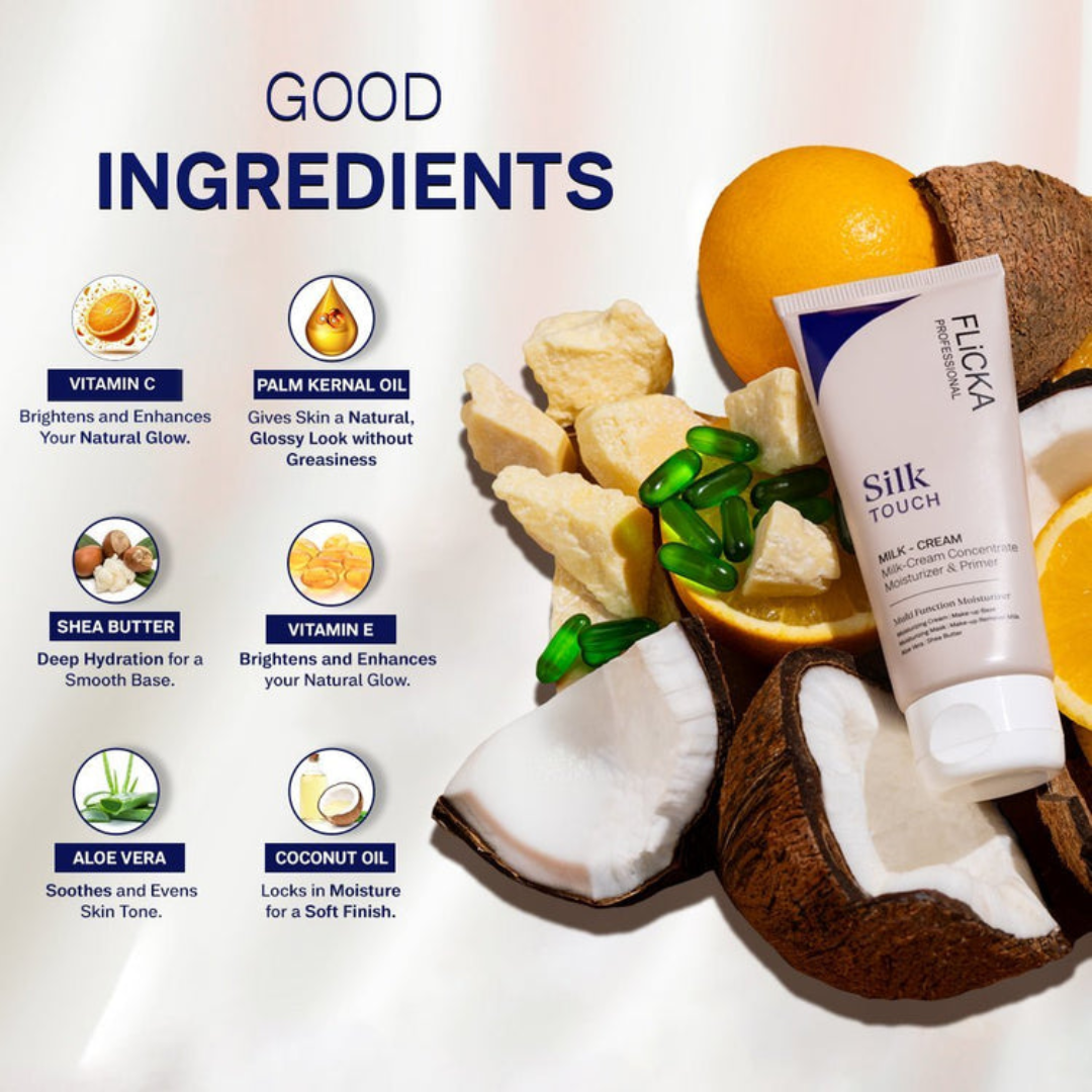 FLICKA Flawless Complexion Trio | 12-Hour Makeup Fixer + Silk Touch Primer + Matte Compact with SPF | Vitamin C Enriched, Skin-Friendly & Long-Lasting