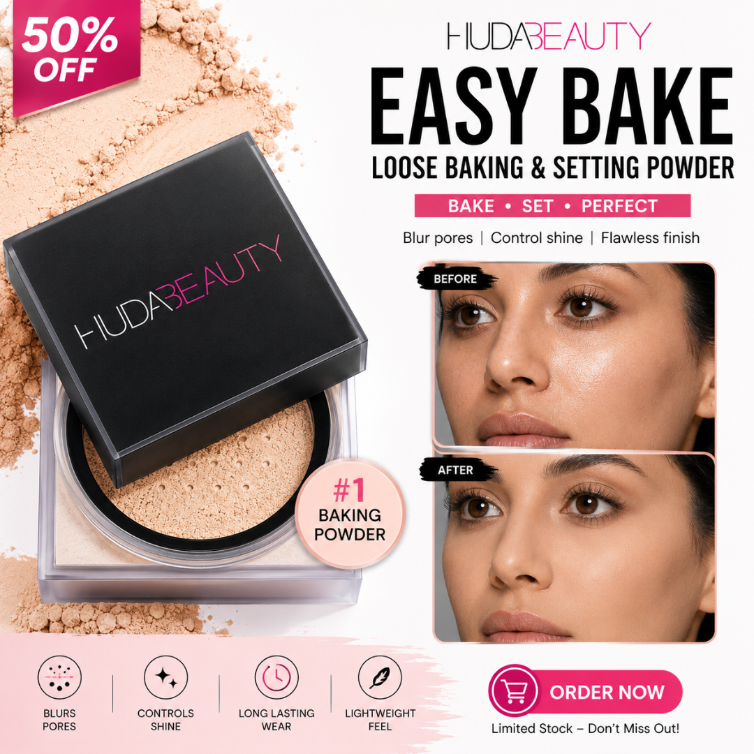 Huda Beauty Easy Bake Loose Baking & Setting Powder – Blur, Set & Smooth – Flawless Finish – 16HR Oil Control & Wear – Blurs Pores & Fine Lines – Lightweight, Non-Cakey
