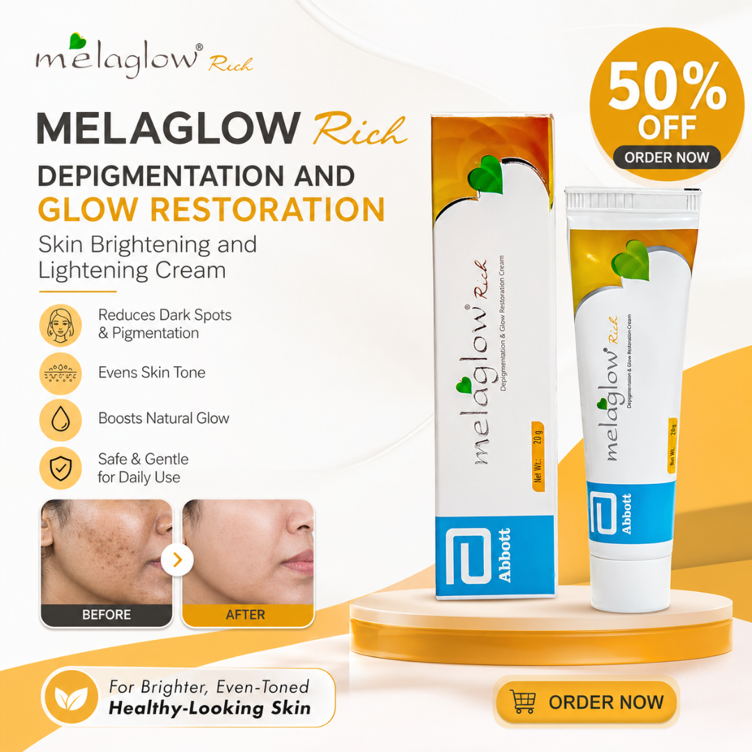 Melaglow Rich Depigmentation & Glow Restoration Cream – Reduces Dark Spots & Pigmentation, Evens Skin Tone, Boosts Natural Glow – Safe & Gentle for Daily Use – For Brighter, Even-Toned Healthy Skin