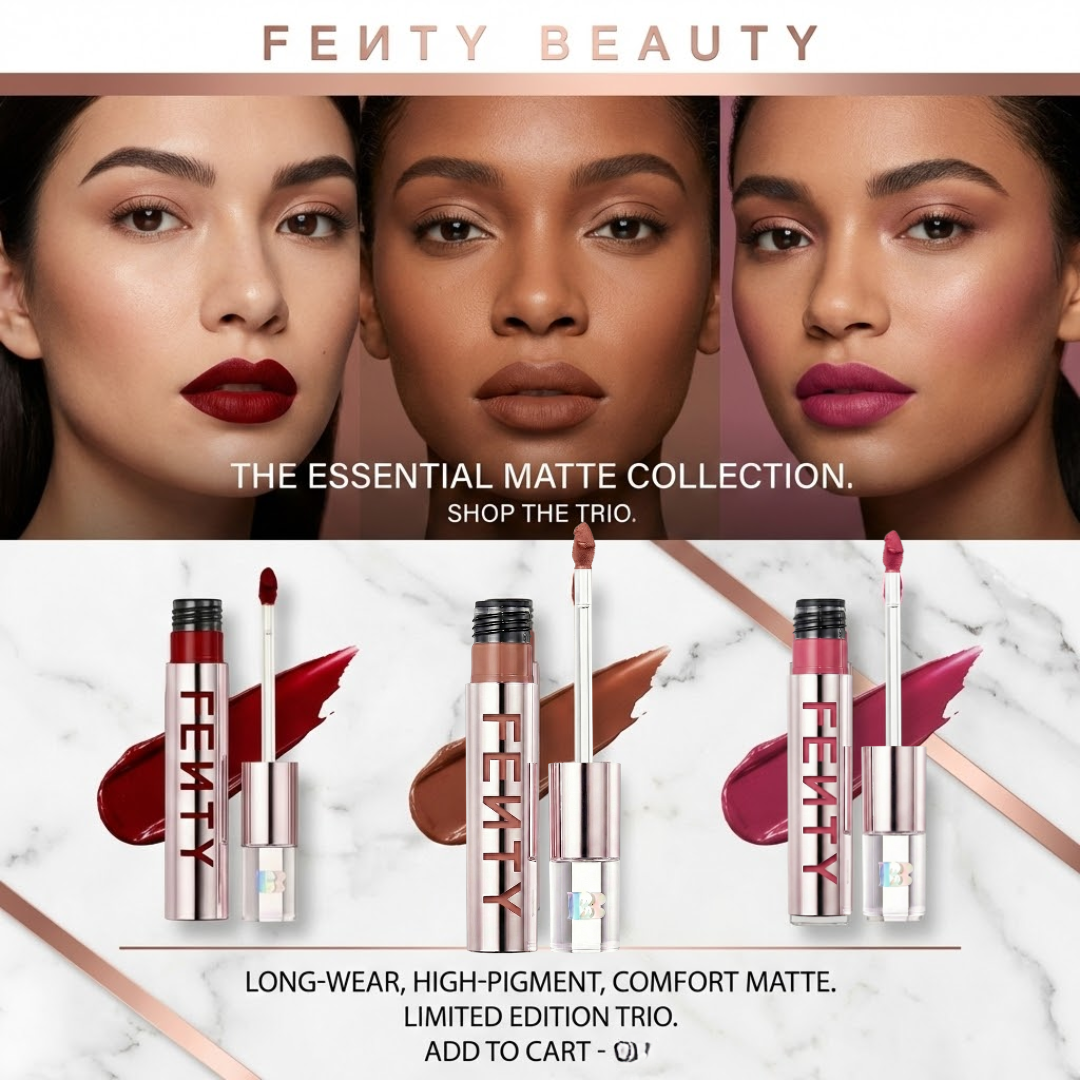 Fenty Icon Velvet Liquid Lipstick – The Essential Matte Collection Trio | Longwear, Transfer-Proof & Velvet Matte Finis