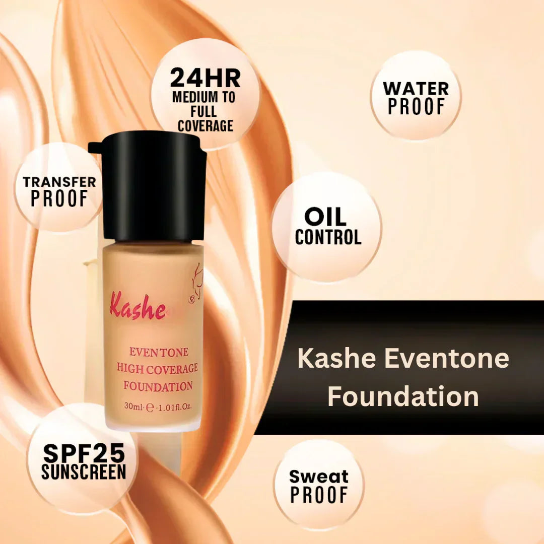 Kashe's Glam Base Trio Deal (Kashe's Eventone High Coverage foundation, Kashe's Concealer and Pier Foundation Brush)