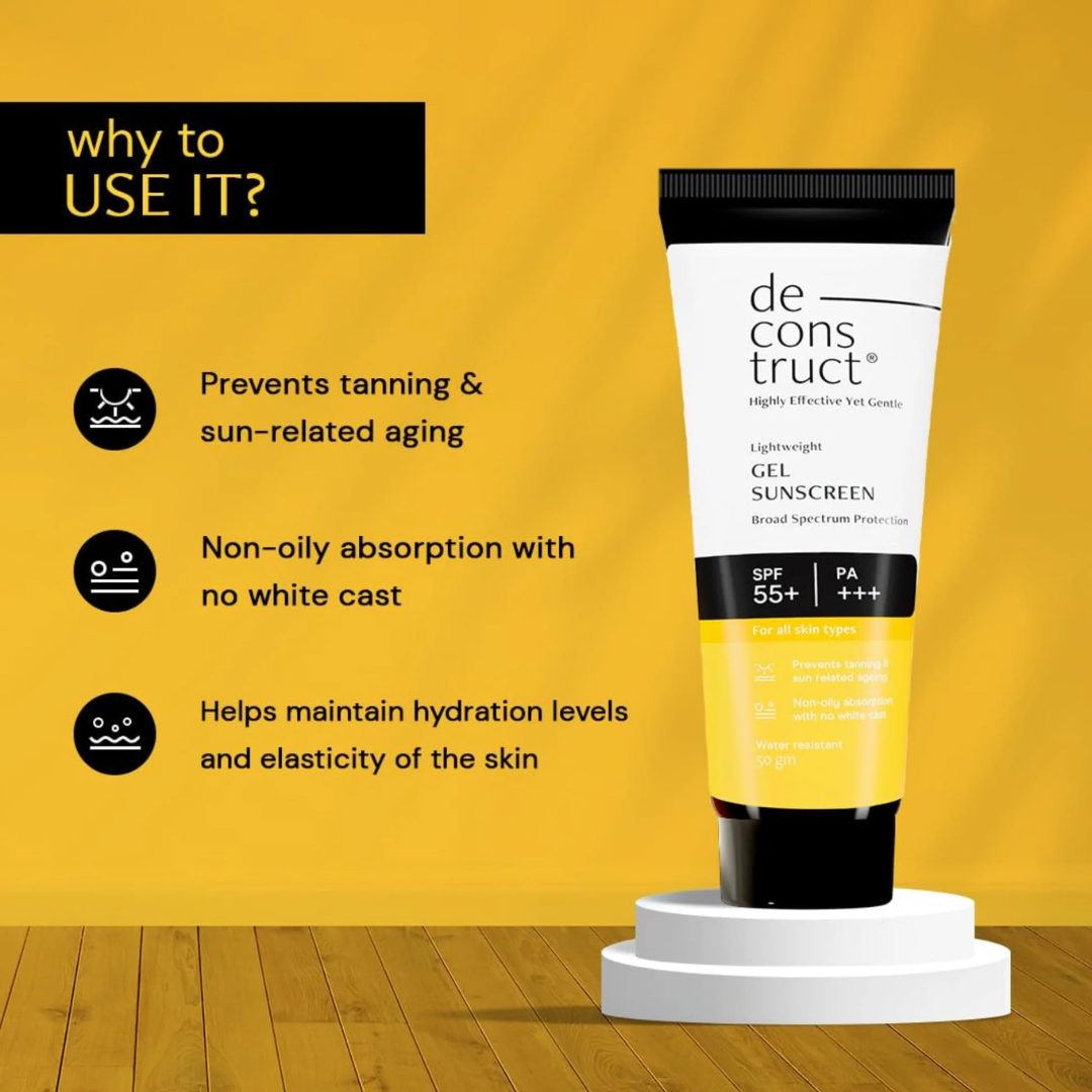 Deconstruct Face Gel Sunscreen Spf 55+ And Pa+++ (Control Oil & Give Instant Glow)