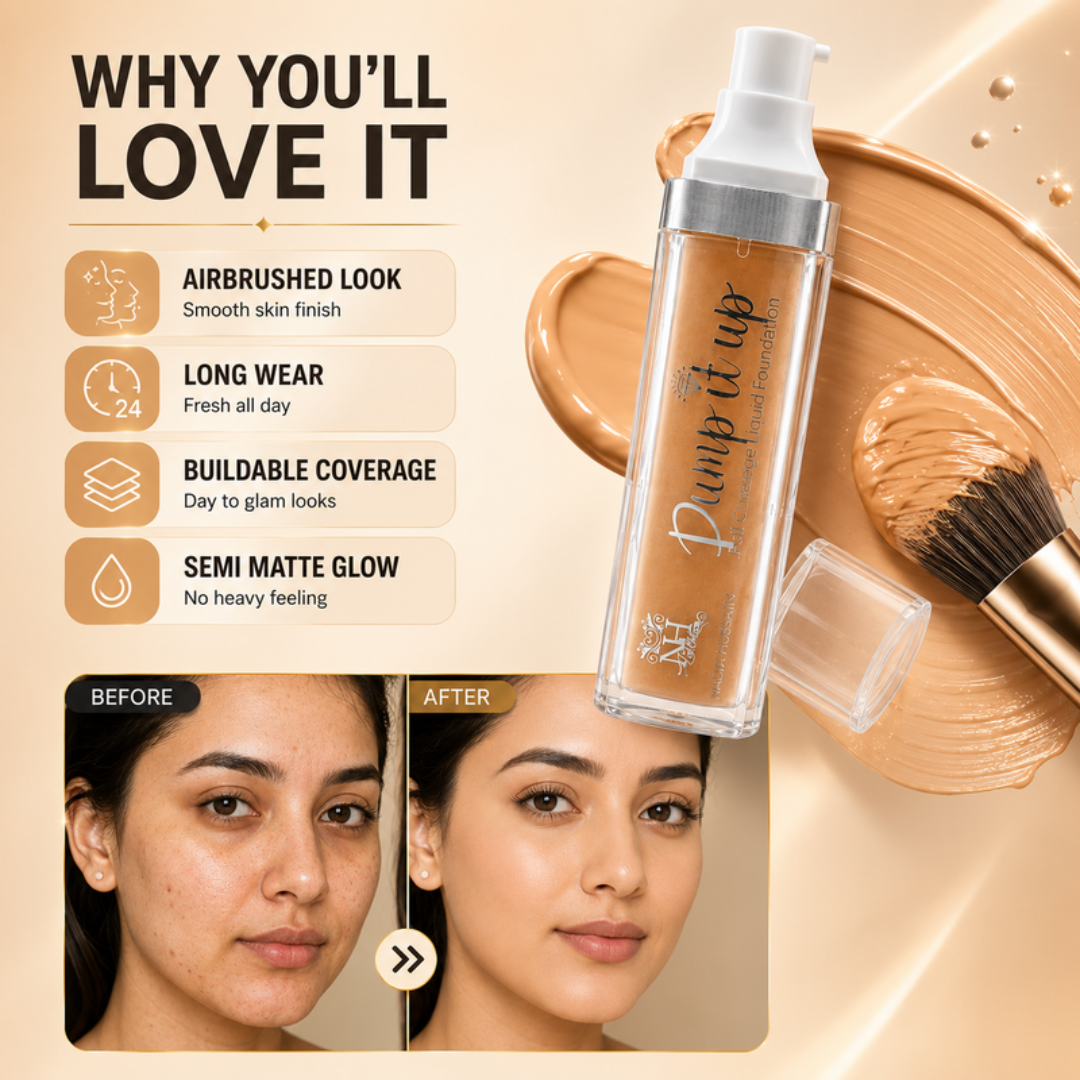 Dumy Luu High Coverage Liquid Foundation – Flawless Skin, All Day – Weightless Coverage, Airbrushed Finish – Natural Matte Glow – Buildable Coverage, Long Wear – FREE Stippling Brush