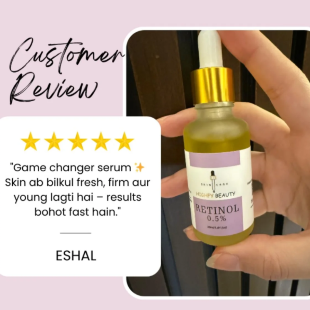 Highfy Beauty Retinol 0.5% Serum | Anti-Aging, Boosts Collagen, Reduces Fine Lines & Wrinkles | Brightens & Smooths Skin