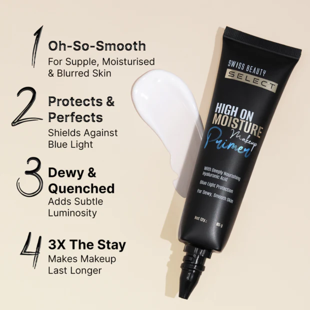 Swiss Beauty Select High On Moisture Makeup Primer – Hydration + Blue Light Protection