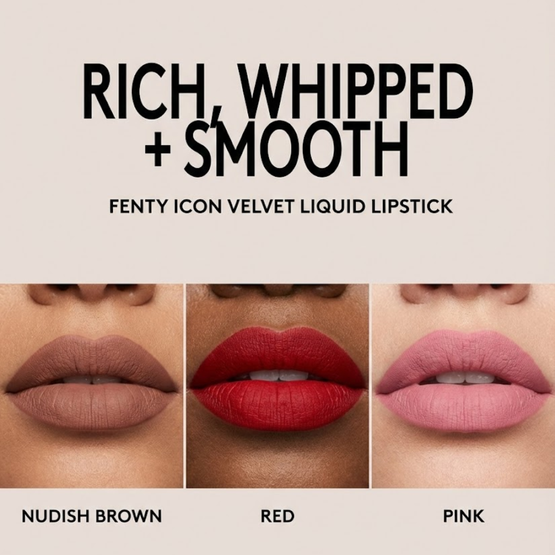 Fenty Icon Velvet Liquid Lipstick – Pack of 3 | Longwear, Transfer-Proof Matte Lipstick