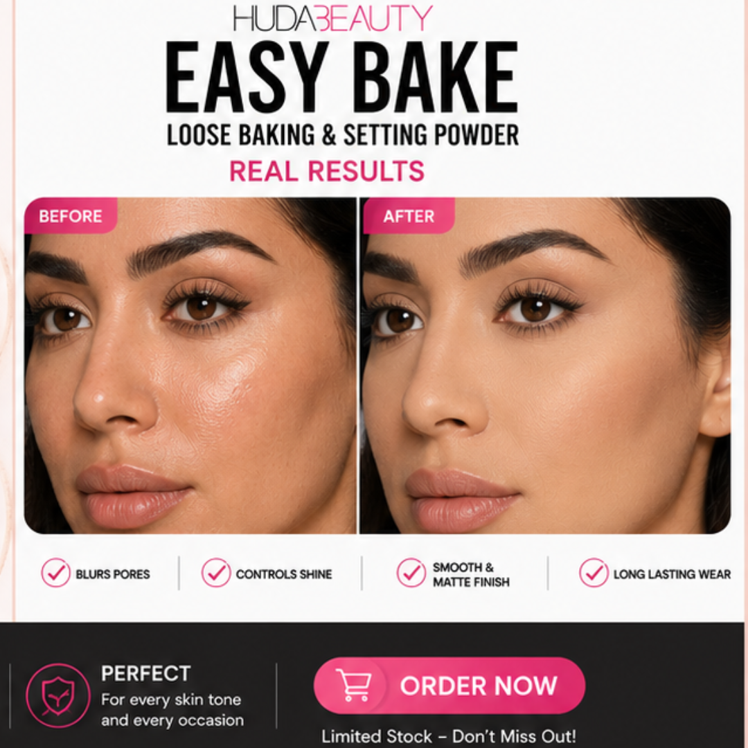 Huda Beauty Easy Bake Loose Baking & Setting Powder – Blur, Set & Smooth – Flawless Finish – 16HR Oil Control & Wear – Blurs Pores & Fine Lines – Lightweight, Non-Cakey