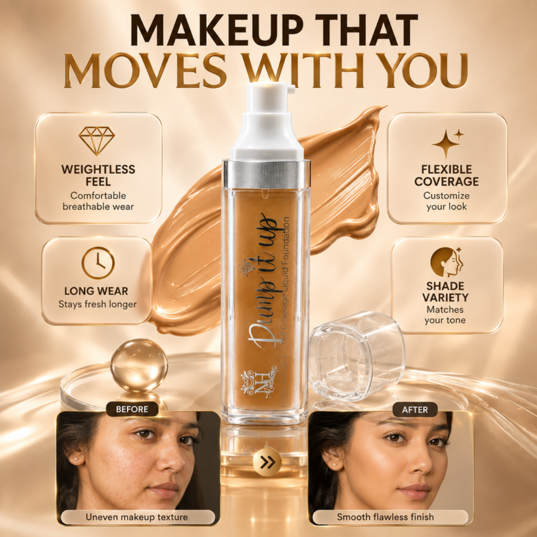 Dumy Luu High Coverage Liquid Foundation – Flawless Skin, All Day – Weightless Coverage, Airbrushed Finish – Natural Matte Glow – Buildable Coverage, Long Wear – FREE Stippling Brush