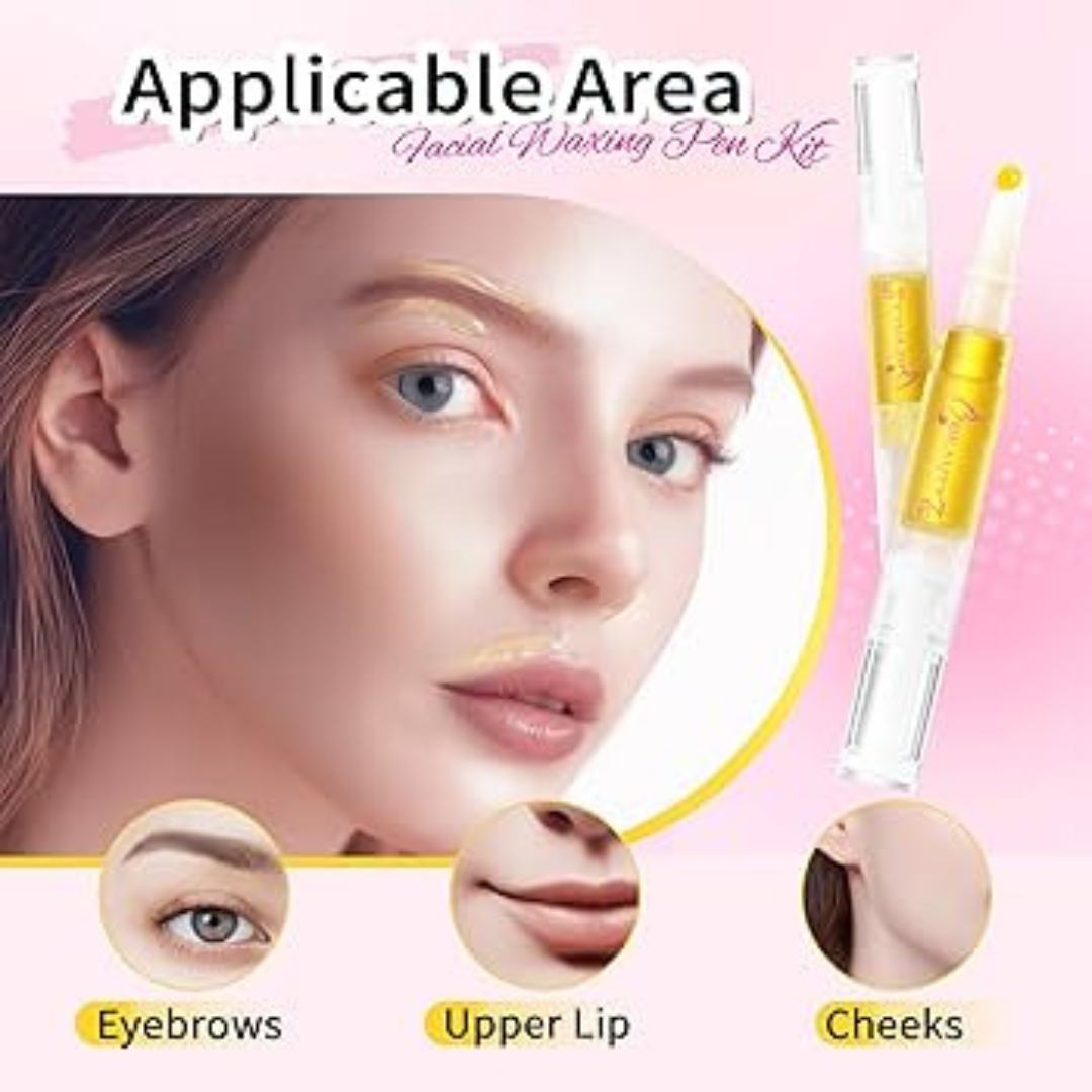 Sanfe Aloe-Vera Painless Waxing Pen For Eyebrows & Facial hair with free 10 Strips | Precision Hair Removal & Long-lasting Smoothness | Reusable UpTo 20 times