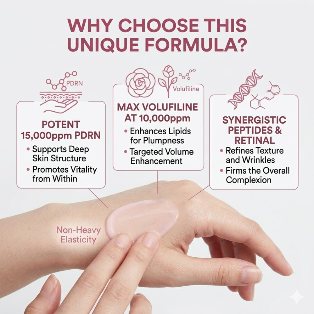 PDRN Volume Booster Cream | 15,000ppm PDRN + Retinal + Peptides | Wrinkle Repair, Skin Firming & Youthful Volume