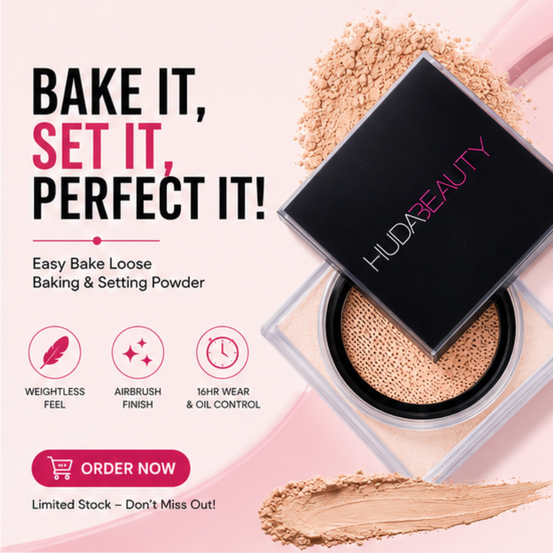 Huda Beauty Easy Bake Loose Baking & Setting Powder – Blur, Set & Smooth – Flawless Finish – 16HR Oil Control & Wear – Blurs Pores & Fine Lines – Lightweight, Non-Cakey